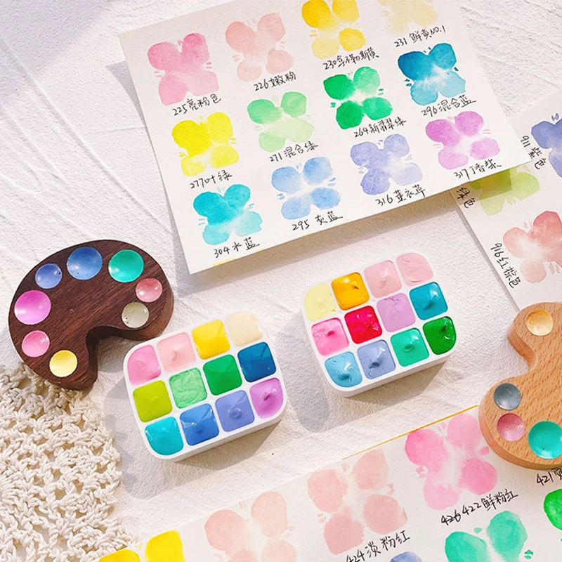 Portable Mini Set 12 Colors Paul Rubens Watercolor Pigment Suit Skin Color Candy Color Basic Color with 0.3ml Iron Case