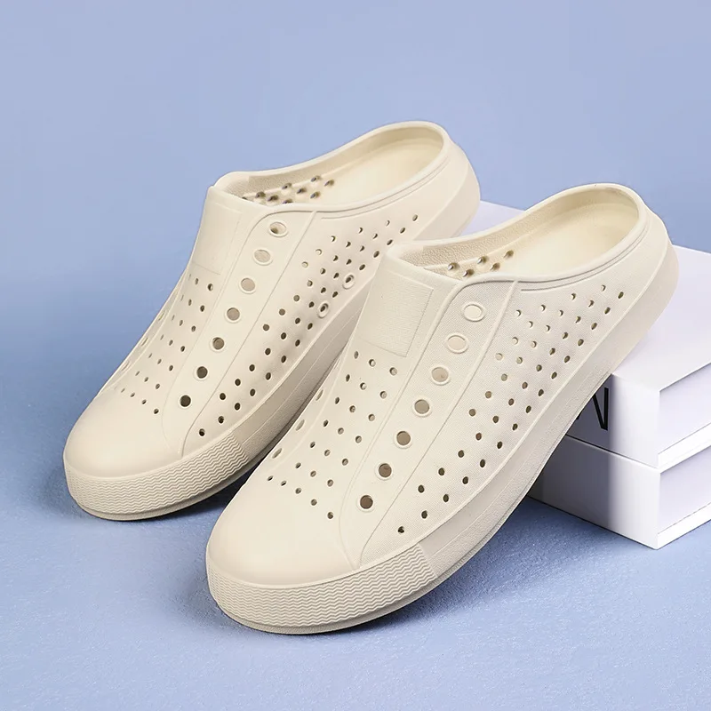 thumbnail image 1 of Sandalia Unisex de verano para chico grande, zapatilla con agujero de agua, sandalia de fondo suave para hombre y mujer, zapato antideslizante para playa, medio remolque, caverna, 1 of 5