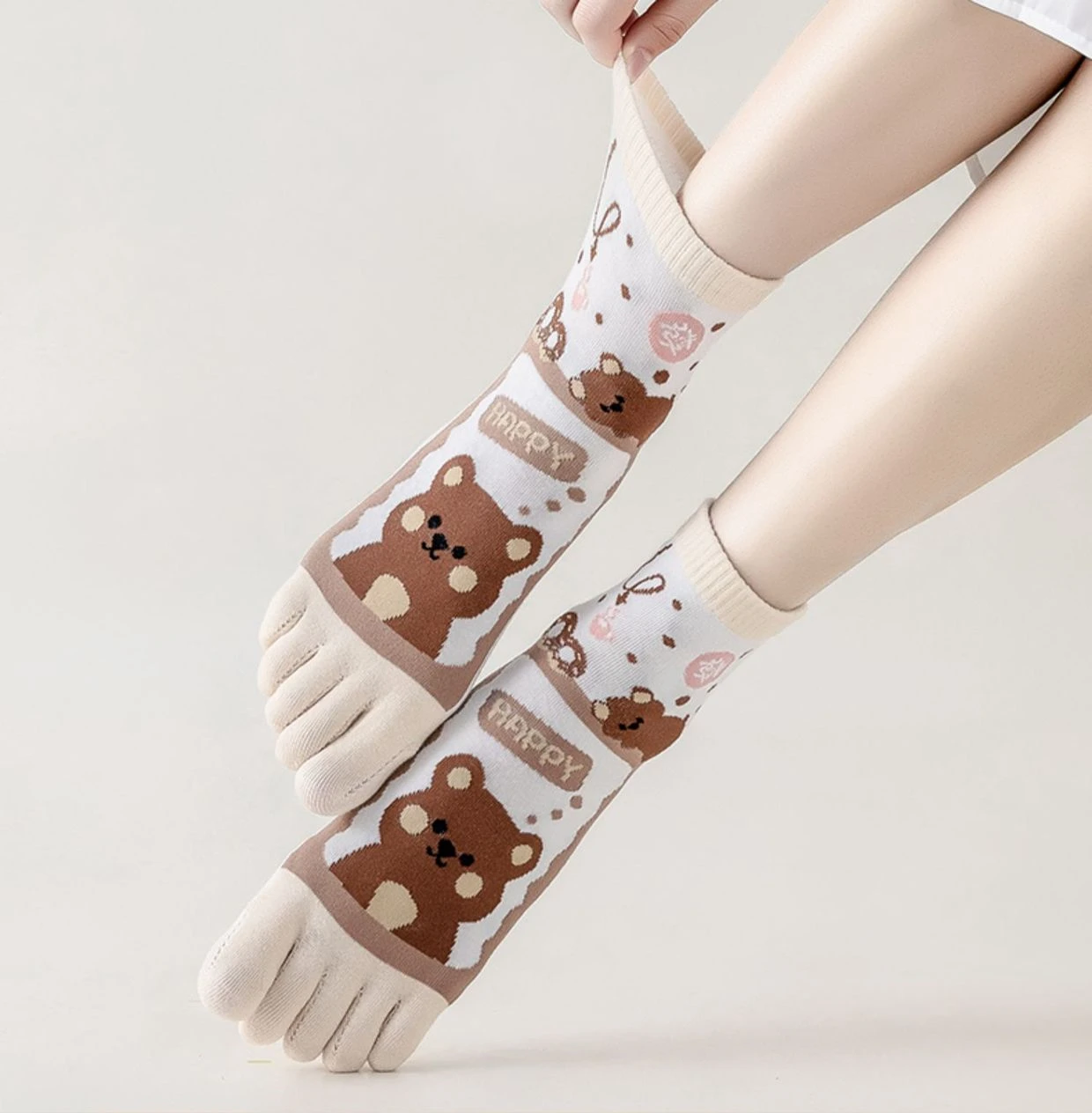1Pairs Frühling Frauen Fünf Finger Socken Cartoon Nette Split-Toe Atmungsaktive Japan kawaii Baumwolle Damen Split Harajuku Zehen socken – Detail 5