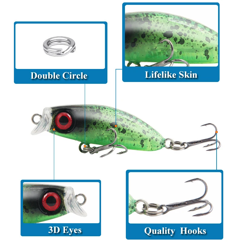 1Pcs Mini Micro Minnow Fishing Lures 4.3cm 3g Artificial Jerkbait