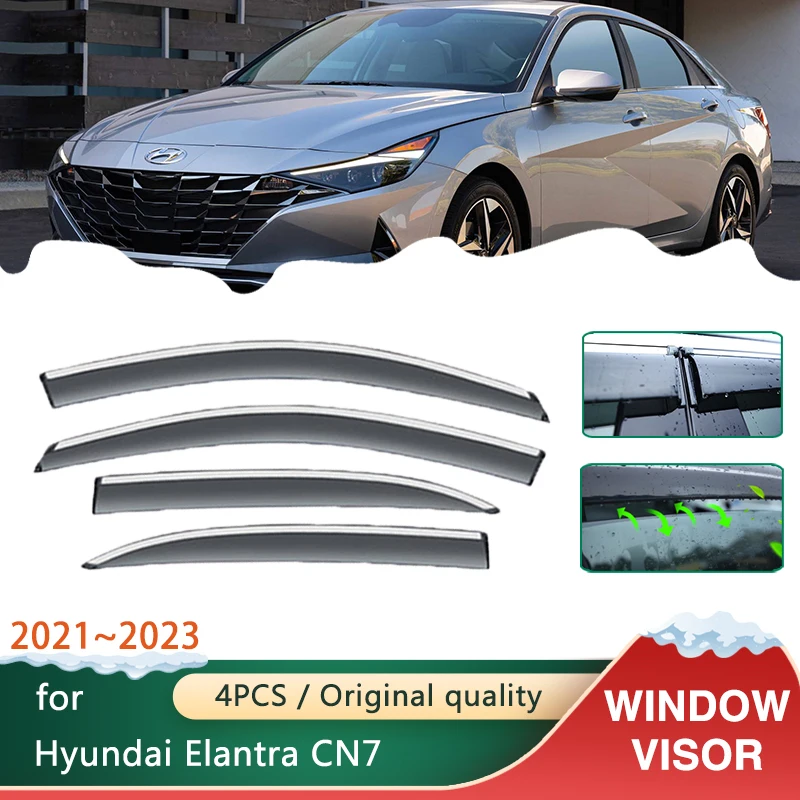 

Car Windows Visors for Hyundai Elantra Avante i30 CN7 2022 Accessories 2021 2023 Awnings Sun Rain Smoke Shades Guard Deflector