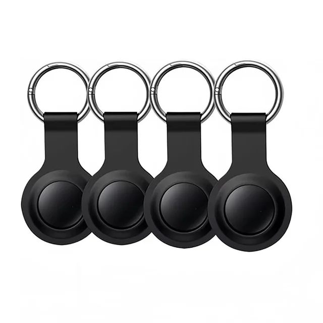 Air Tags-4 Pack Bluetooth Tracker Works with Apple Find My APP Locator for Luggage Backpack Suitcases Replaceable Battery Black