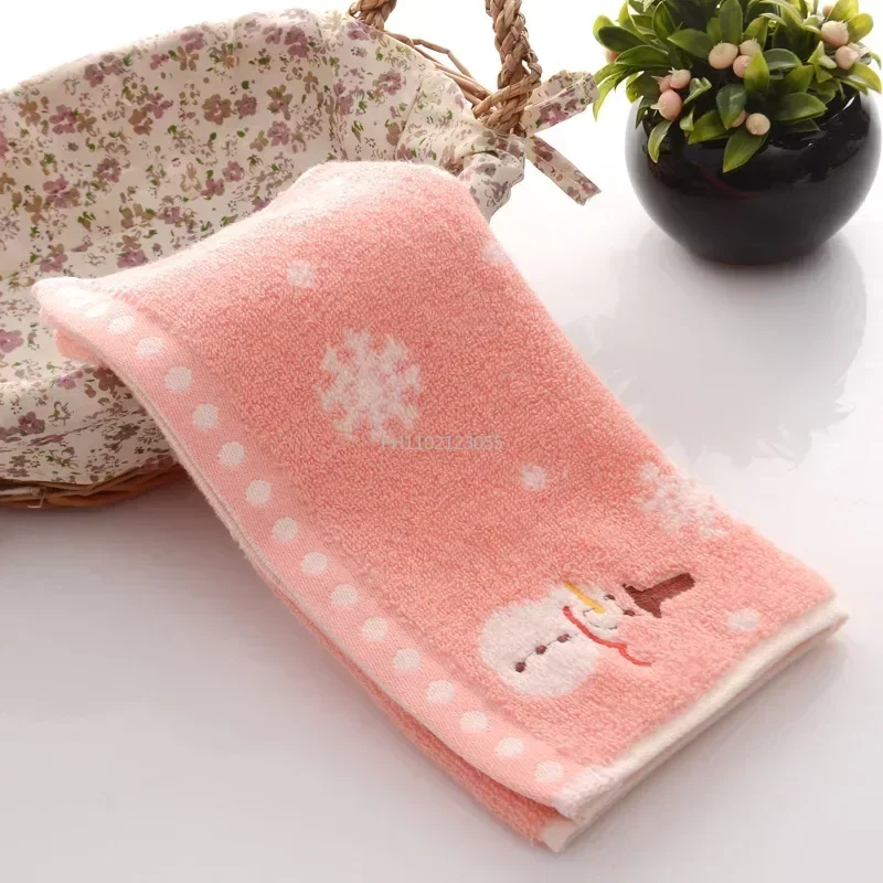 1Pcs Christmas Hand Face Towel Cotton Snowman Washing Cloth  Kitchen Tea Towel Home Towels Bathroom New Year Gift 25x50cm
