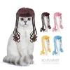 Pet cat bangs straight hair wig braids Pet dog big wave wig headdress holiday cosplay costume accessories 3