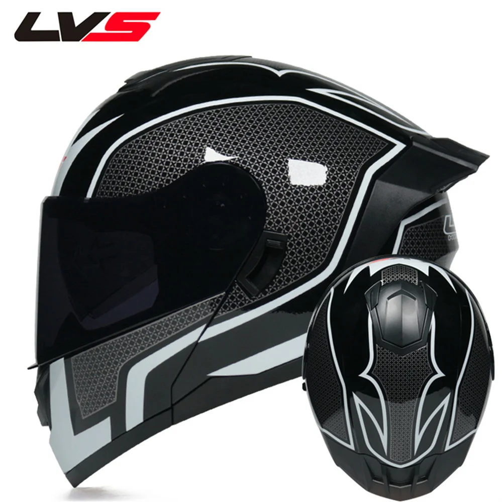 LVS Motorcycle double mirror head helmet Dot certification capacete de moto  Lining removable and washable casco moto - AliExpress