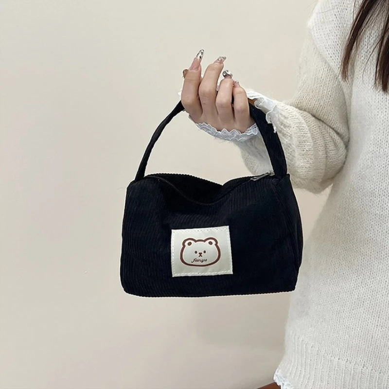 Corduroy Toiletry and Cosmetic Organizer with Handle - Large Zipper Pouch