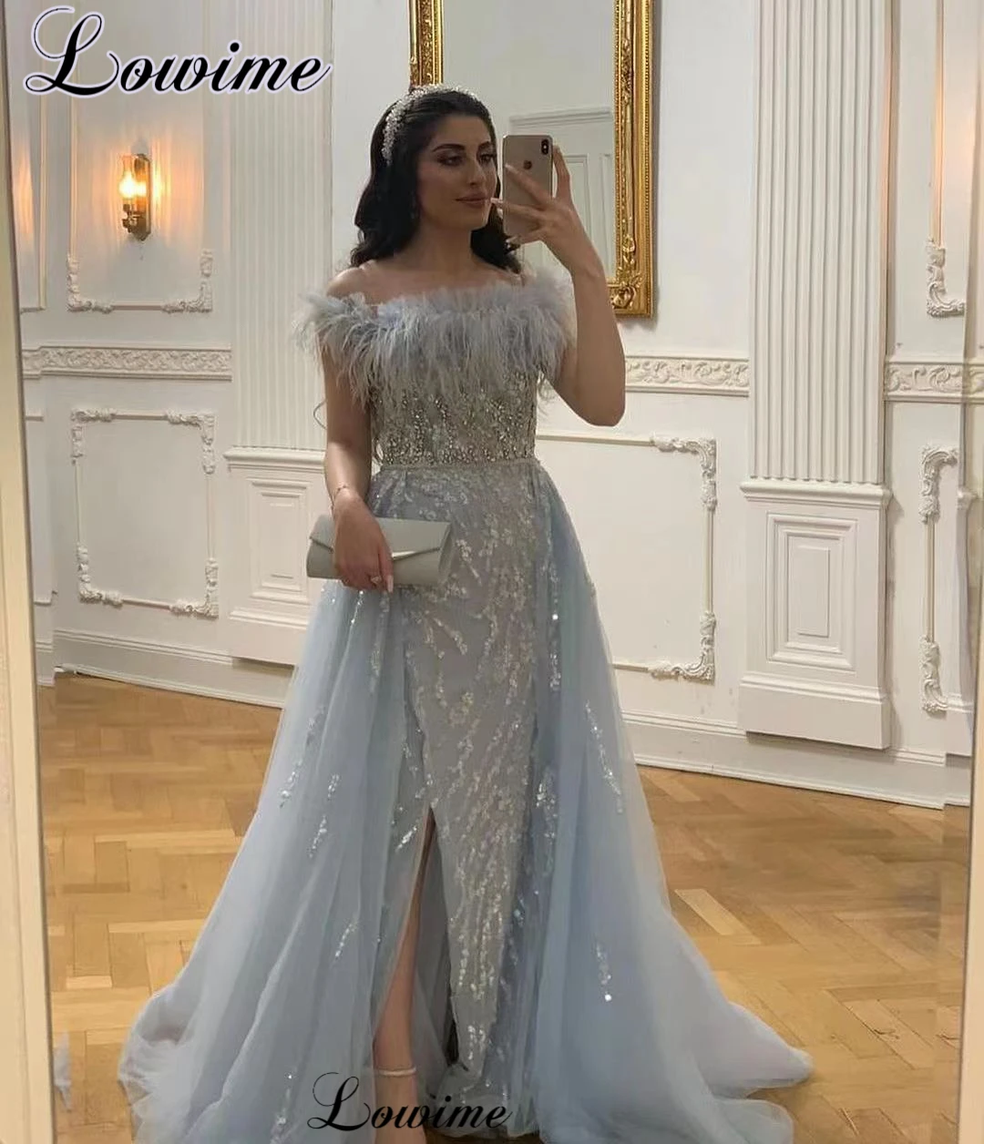Middle East Mermaid Cocktail Dresses Strapless Off Shoulder Prom Dresses With Side Slit Vestidos De C&oacute;ctel Evening Party