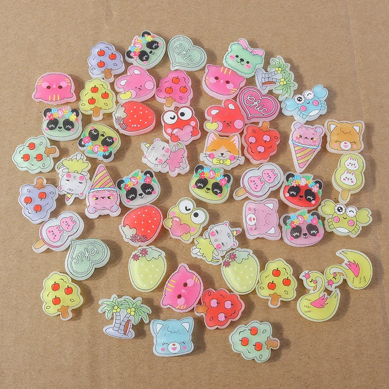 15 stücke Mix Cute Panda Obst Tiere Pflanzen Flatback Harz Cabochon Verzierungen DIY Scrapbooking für Mädchen Haarnadel Brosche Geschenke – Detail 9