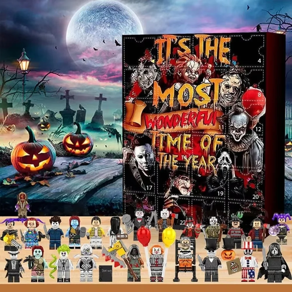 Advent Calendar 2024,Halloween Horror Movie Characters Advent Calendar,Nightmare Before Christmas Advent 24Pcs Countdown Doll