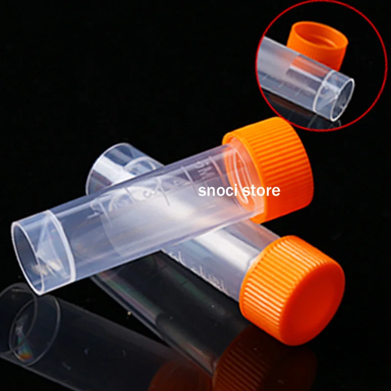 Plastic Test Tubes Centrifuge Tube 5ml PP Lab Cryopreservation Tube Cryotube Freezing Tubes Volume Vials Bottles With Screw Cap 100pcs