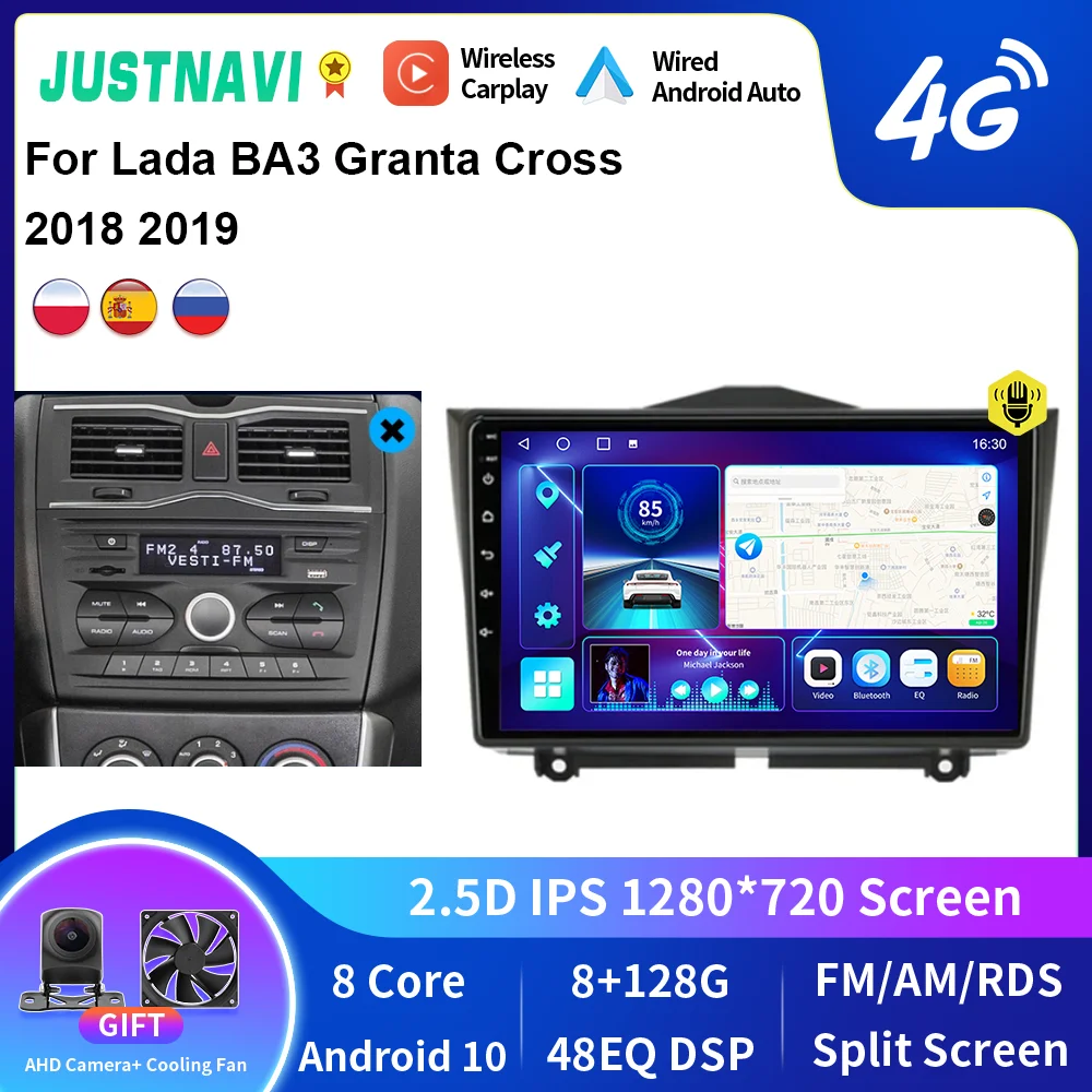 

JUSTNAVI Car Multimedia Radio Player For LADA BA3 Granta Cross 2018 2019 Navigation Stereo GPS Auto Carplay 2din DVD Head Unit