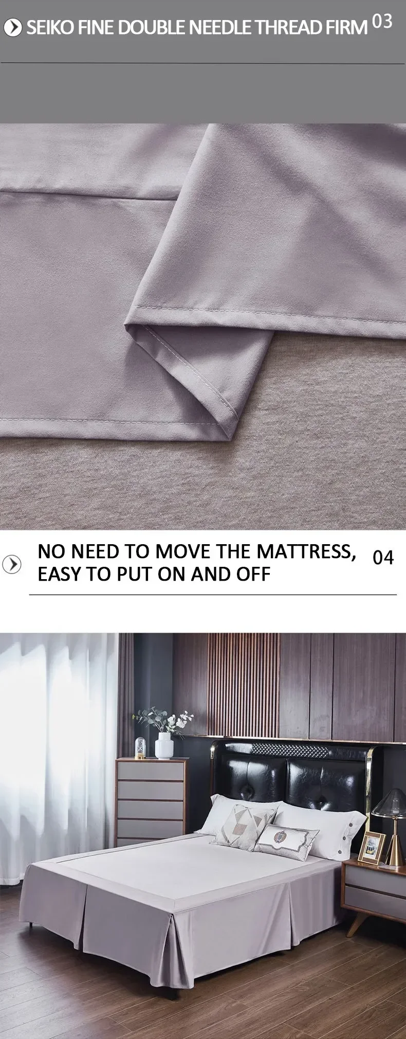 Description Picture 4 of item1PC Solid Colour Open Corner Bed Skirt Brushed Bed Cover Sheet Home Hotel Bed Skirt Bedspread Double/ King/ Queen/ Queen Size