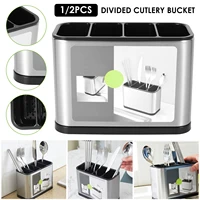 Utensil Kitchen Cutlery Holder Stainless Steel Cutlery Holder Removable Divider Utensil Knife Spoon Fork Keep Dry Storage Rack 1