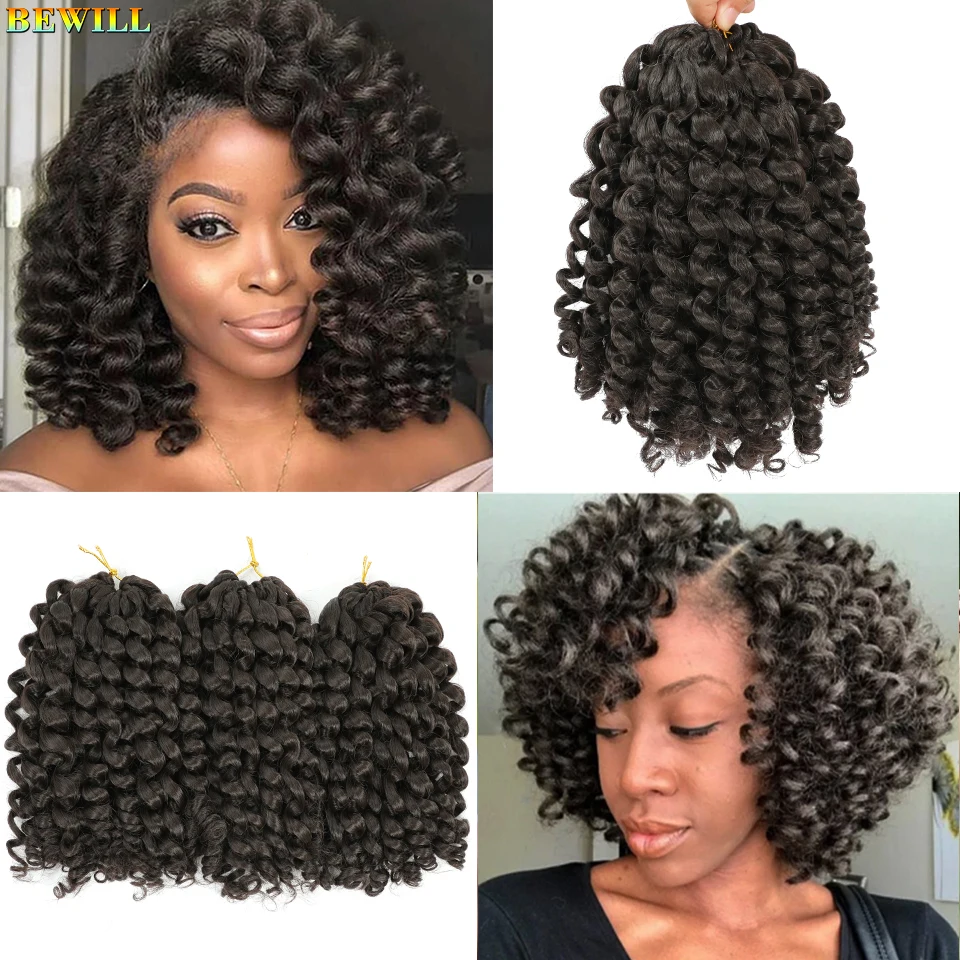 Jamaican Bounce Crochet Hair Ombre 613 350 30 27 Bug Red Grey Colors1-4 Packs Deal 8 inch Synthetic Jumpy Wand Curl Crochet Hair 3