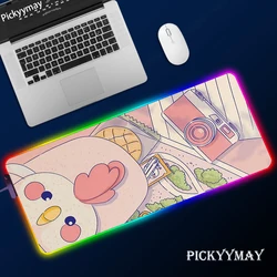 Grand tapis de souris de bureau, éclairage LED RGB, Kawaii, joli tapis de jeu, ordinateur de bureau, animé, pour CSGO 