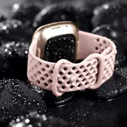 Breathable Sport Silicone Strap Replacement Wristband - Fitbit Versa3 4 (Sandy Pink)