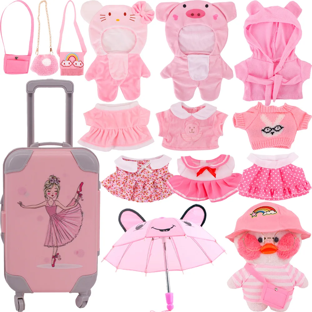 Plush Toy Accessories Kawaii Pink Duck Clothes Suitcase Skirt for 30cm Plush lalafanfan