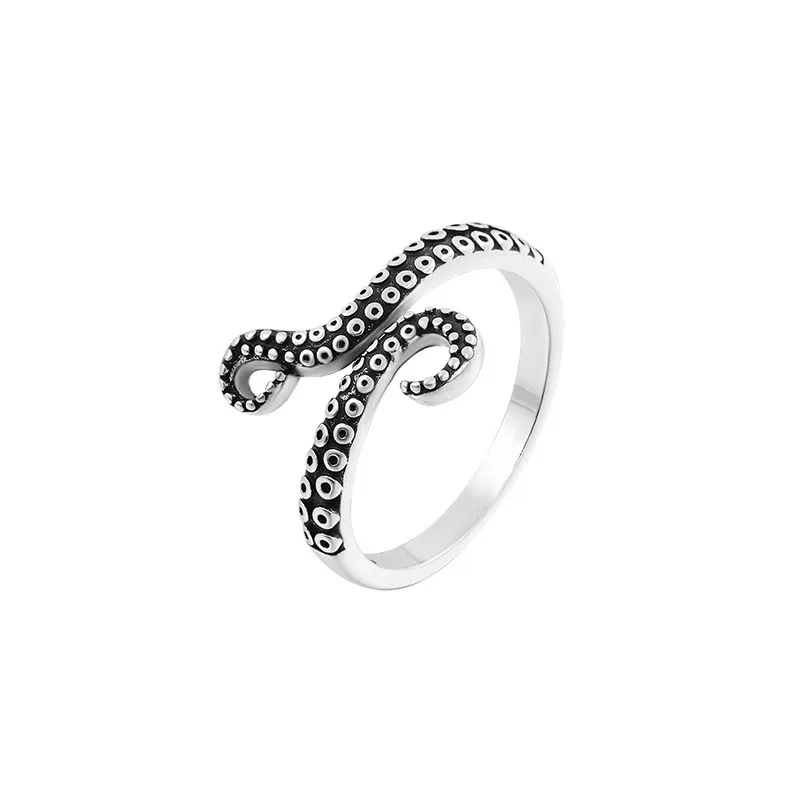 Silver Ring Silver Rings Punk Vintage Personality 925 Sterling Silver Originality Octopus Tentacles Open Rings For Women Girl LR009