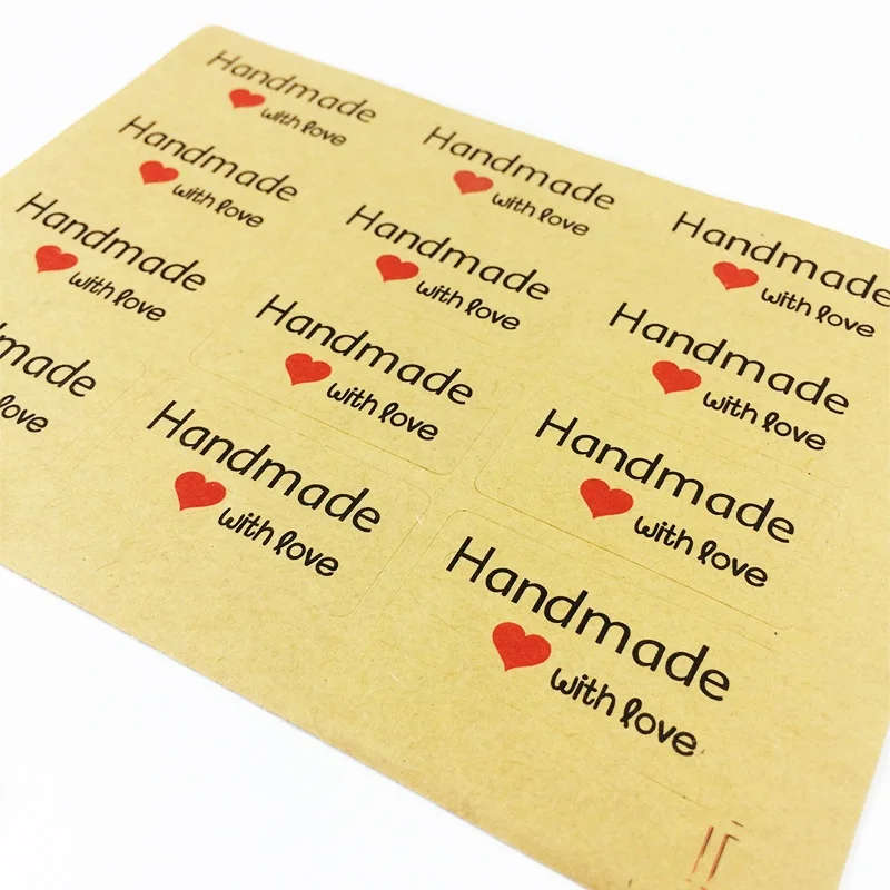 

120 шт./упаковка, креативные наклейки с надписью «Handmade With Love»