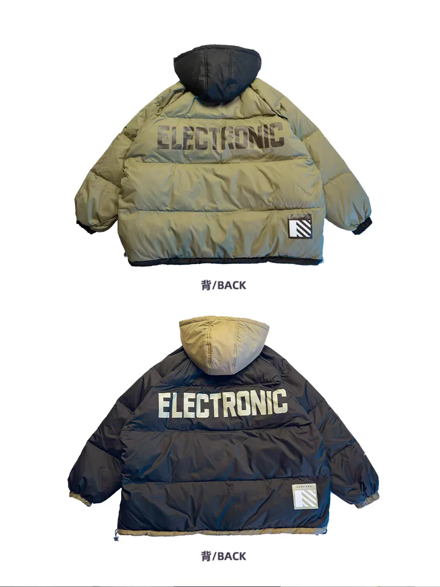 European Street Fashion Label Letter Down Jacket for Men and Women in Winter, New Loose  Oversized Duck Down Bread Jacket