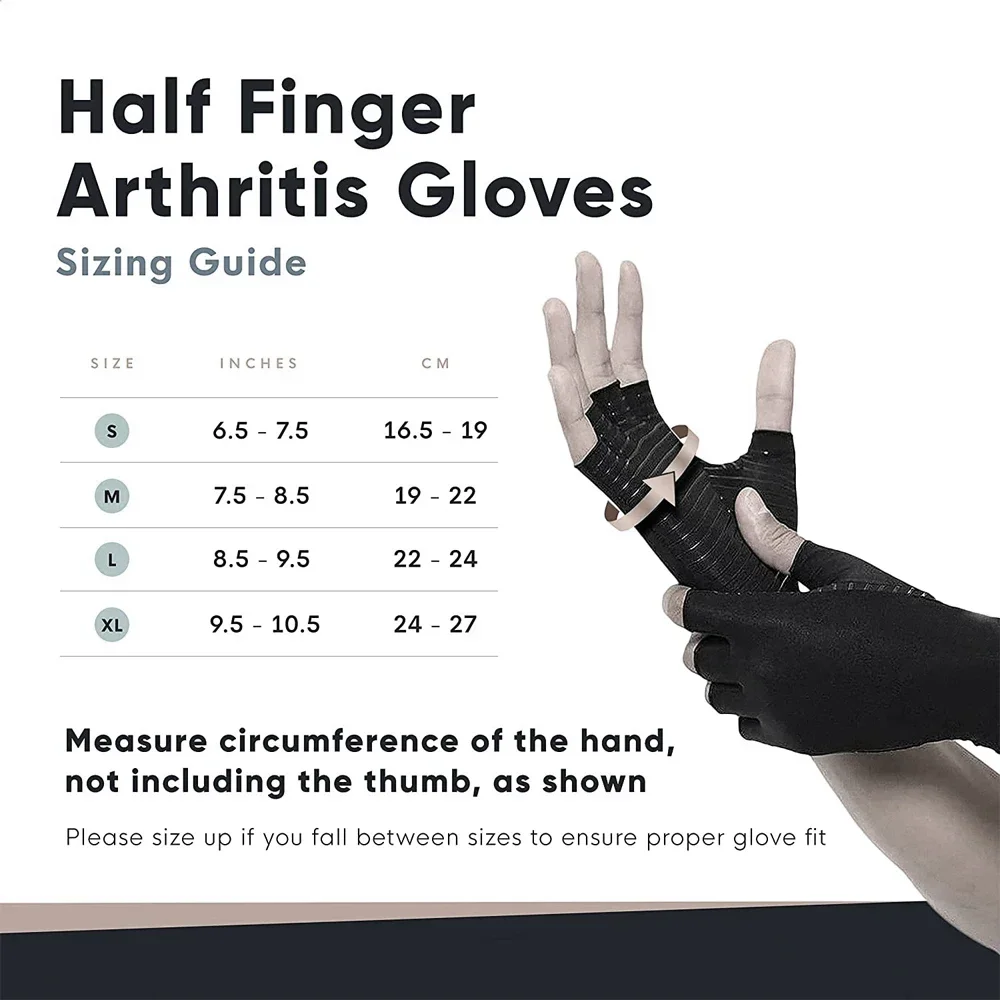1PairArthritis Gloves Hand Support Wrist Brace for Swelling - Fingerless Gloves Carpal Tunnel Pain Wrist Support for Women Men