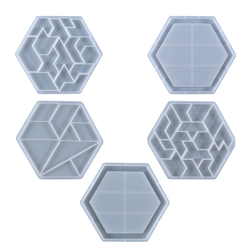 

Crystal Epoxy Mold Hexagon Tangram Puzzle Home Decoration Jewelry Silicone Mold