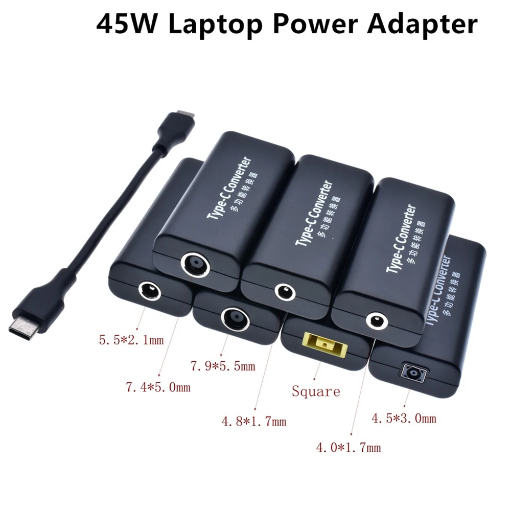 Conector Fino do Portátil do Conversor do Adaptador da Ponta para Lenovo hp Asus 7.4*5.0 7.9*5.5 4.5*3.0 mm Fêmea ao tipo Usb c pd Carregador Masculino