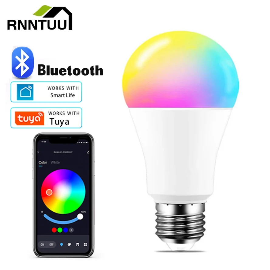 

15W E27 LED Smart Bulb RGB Tuya Lamp Bluetooth APP Control Dimmable Ampoule LED Light Bulb Home Bedroom Christmas Party Decor