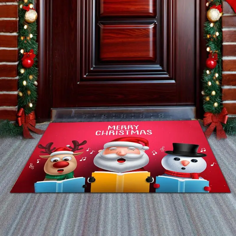 Santa Doormat, Winter Doormat, Christmas Doormat Reindeer, Holiday Door Mat,  Santa Door Decor, Doormat for Front Porch, Doormat Layering Rug