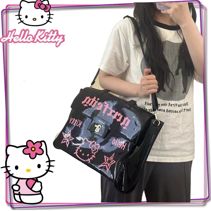 

Sanrio Hello Kitty Cartoon Bag Y2K Women's Shoulder Bag Kawaii Girls' Large Capacity Handbag Fashion Small Design Print Pink Bag