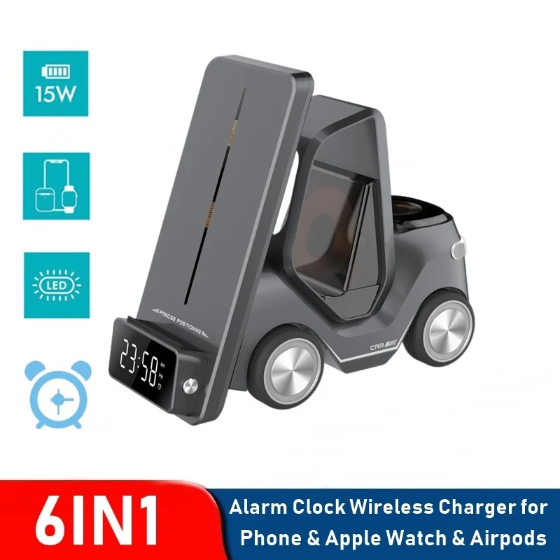 Forklift Car Shaped Universal Wireless Charger Phone Holder For Smart Watch Cellphone Charging Night Light Charging Station