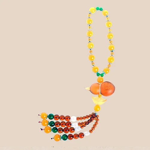 

Crystal glass gourd beaded car pendant