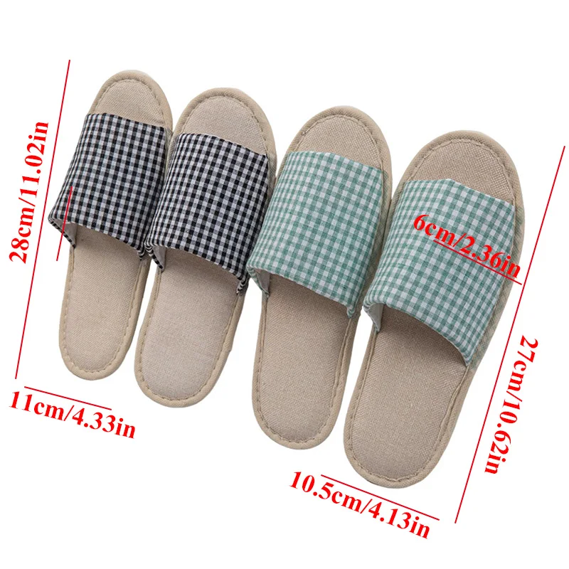 Four Seasons Linen Lattice Disposable Hotel Slippers Non-slip Home Slippers For Unisex High Quality Washable Guest Slippers