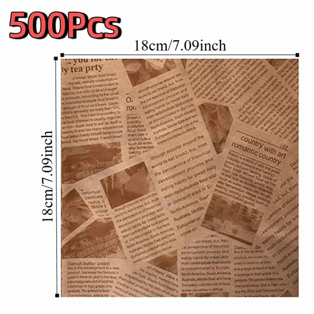 500Pcs Non-stick Oil-Proof Wax Paper Tear-resistant Waterproof Baking Paper Vintage Disposable Food Wrapper Paper