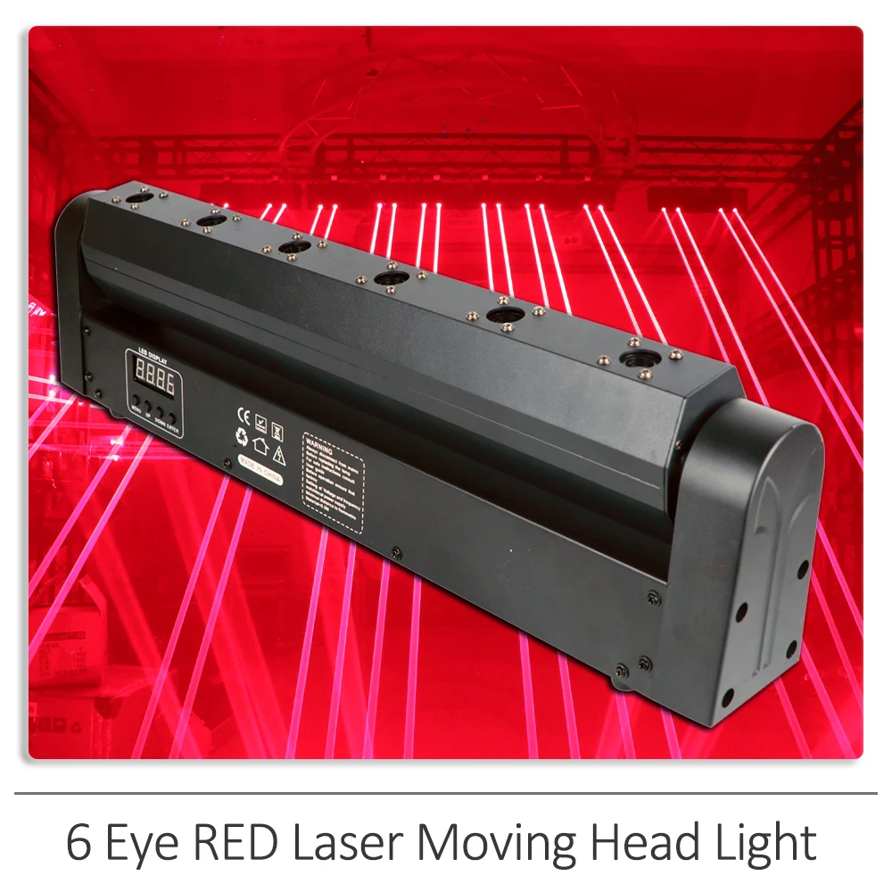 

YUER 6 Eye Red Laser Moving Head Beam Laser Effect DMX Voice Control DJ Disco Party Club Performance Bar Lighting Stage Effects