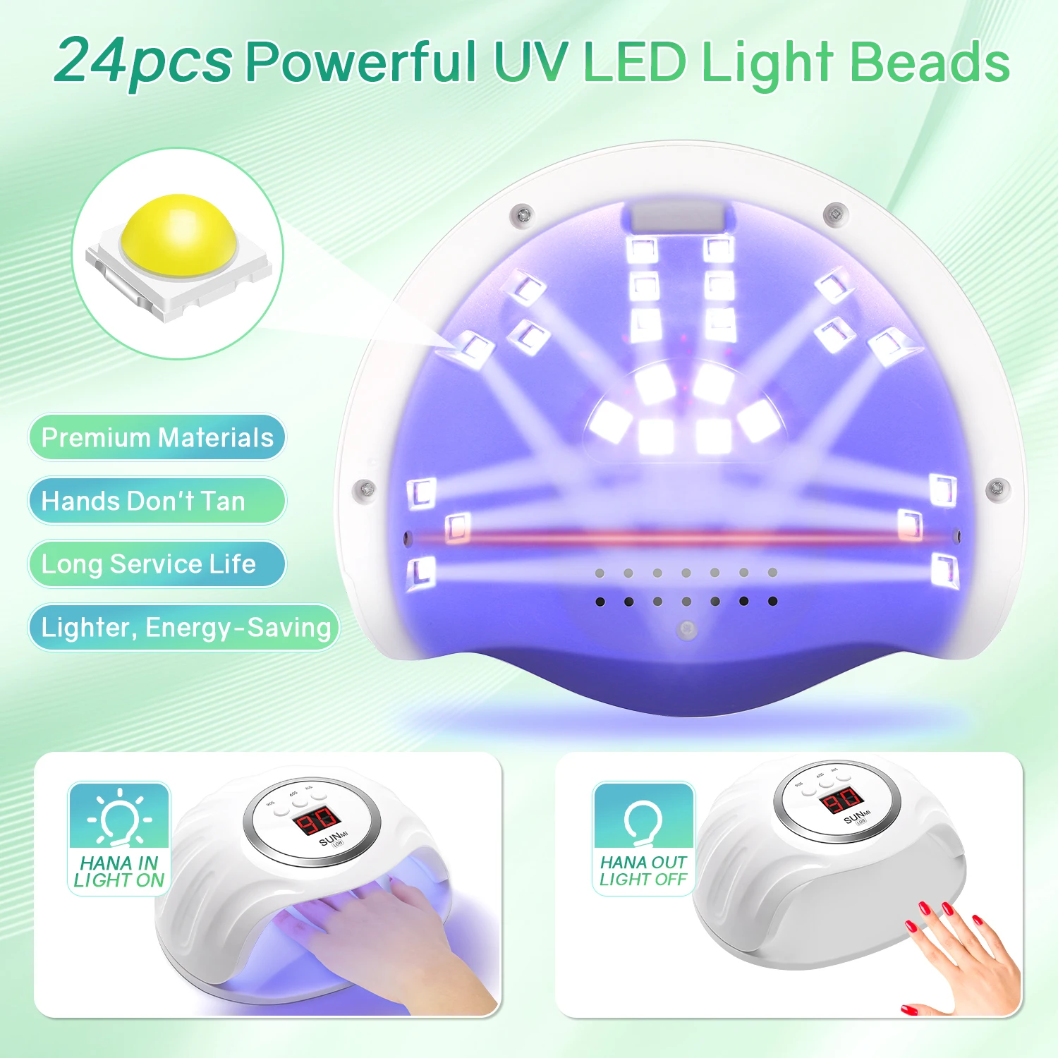 72W UV LED Nail Lamp  Professional Nail Dryer with 24 Light Beads 3 Timer Settings and Display Auto Sensor for Salon & Home 4