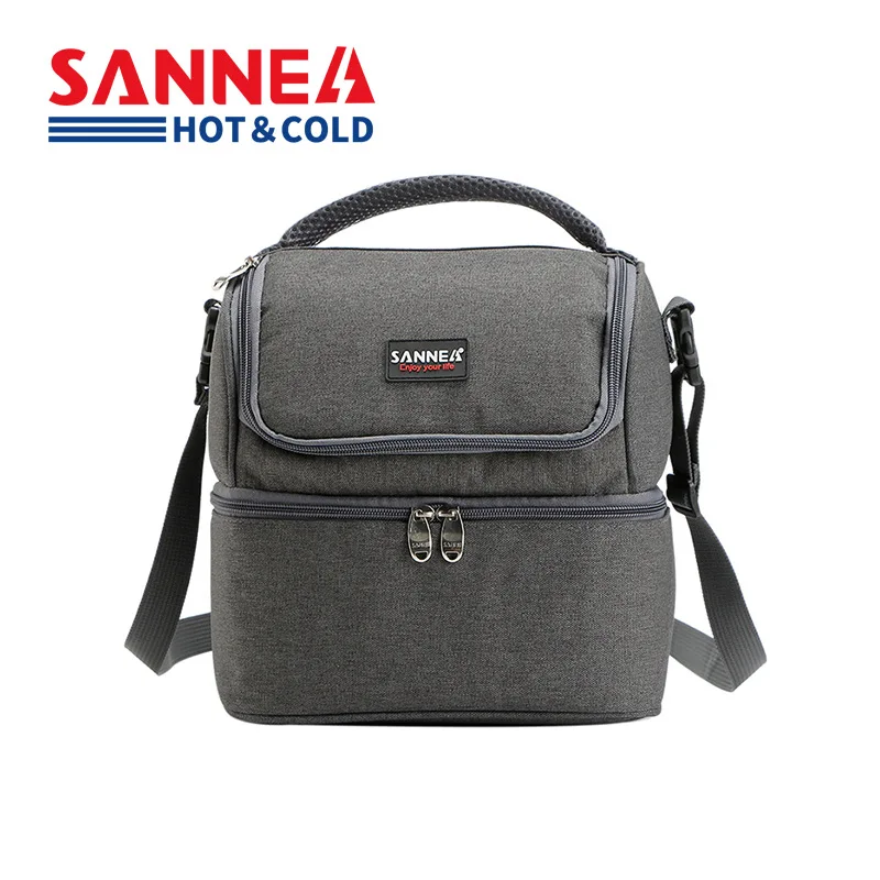 

SANNE 7L Double Decker Oxford Polyester Insulated Cooler Bag Thermal Insulated Lunch Bag Work Outdoor Portable Picnic Lunch Box