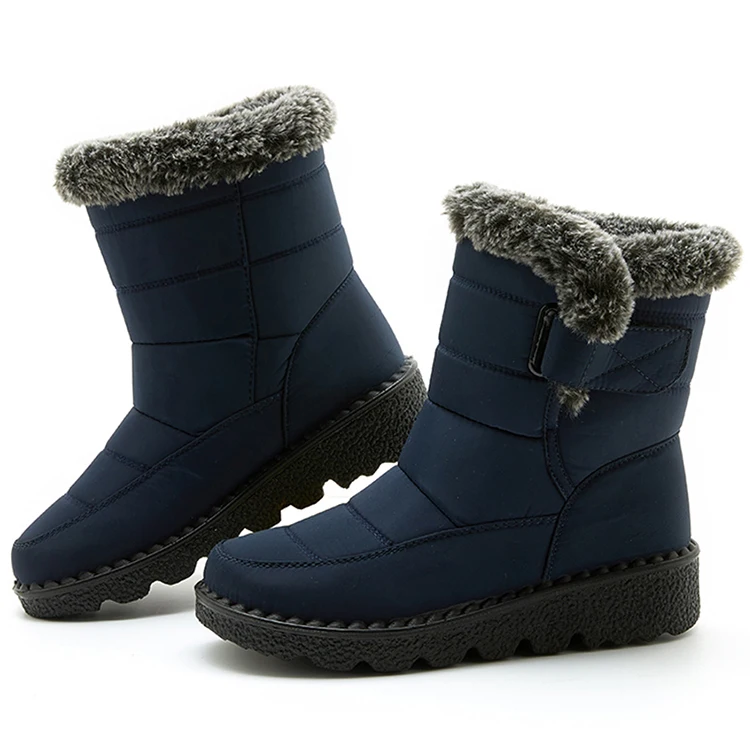 Women Winter Boots - Korean Style Mid Calf Snow Boots With Fur Lining & Waterproof Design