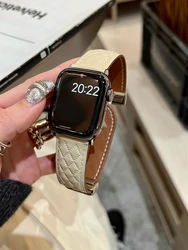 Luxury Leather Magnetic Watch Band - Elegant Bracelet Strap - 44 45 46 49mm (Starlight)