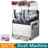 2 Tanks Commercial Ice Cooling Juice Smoothie Slush Maker Commercial Frozen Ice Slush Drink Dispenser Sludge Vending Machine 1