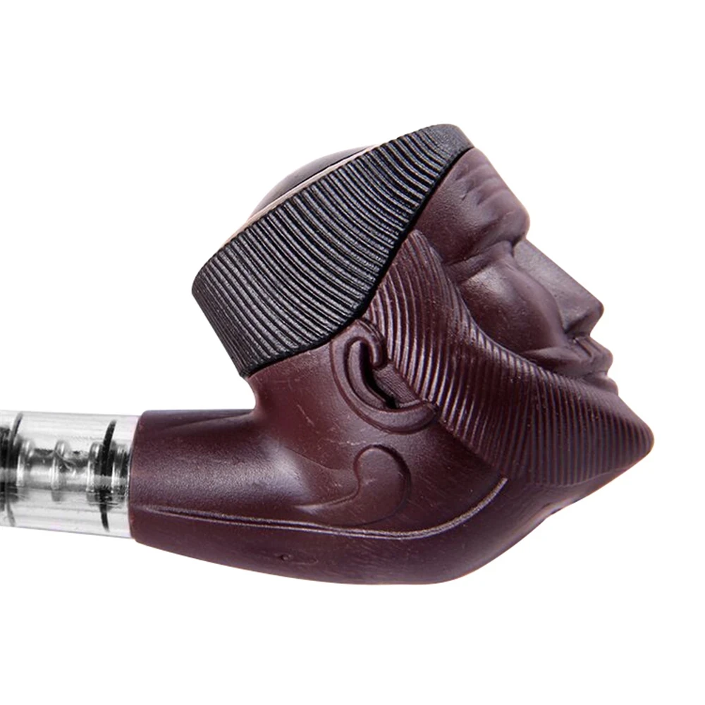 Herb Smoking Pipe Tobacco Pipe Smoking Pipe Cigarette Tobacco Pipe Double Purpose Plastic Bent Pipe Engraving Face Iron Pot Cigarette Holder Filter Portable Smoking