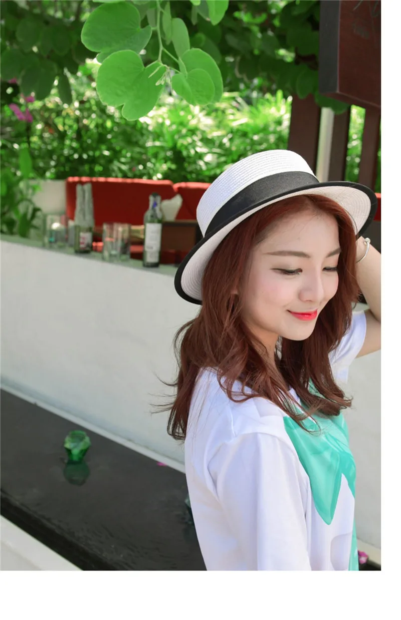 Chapeaux de soleil à bord plat avec lettre M en strass pour l'extérieur, chapeau melon d'été pour femmes, casquette de paille pour voyage et shopping_voghion.com