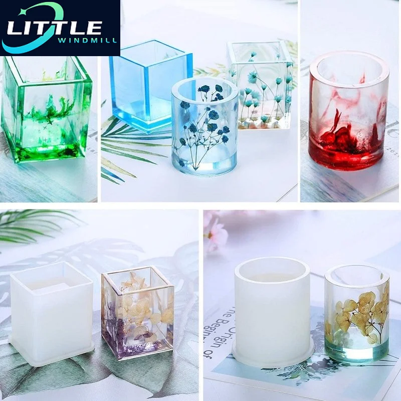 

Cylinder Flower Pot Clay Silicone Mold DIY Handmade UV Epoxy Resin for Table Storage Box Pen Holder Boxes Making Mould