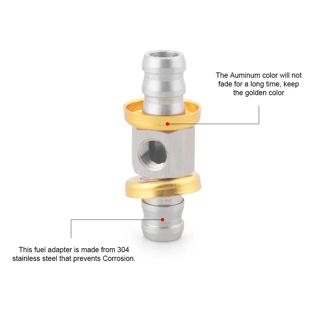 1/2" 3/8" Fuel Line Pressure T-Fitting Adapter For Fuel Pressure Gauge Sensor Barbed Push Lock