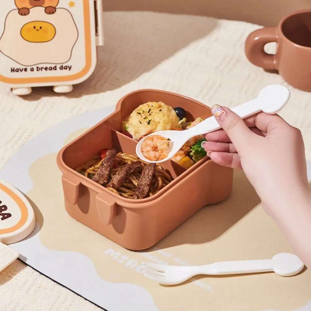 Capybara Lunch Box Toast Shape Grid Meal Box Leak Proof 1000ml