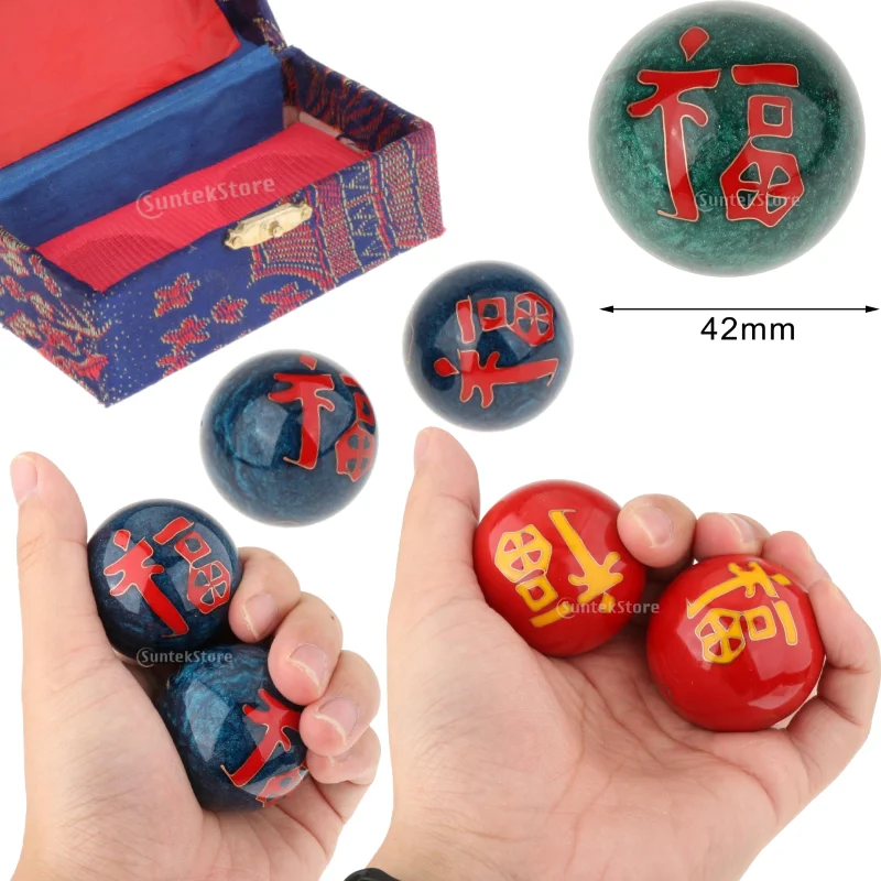 Relaxation Therapy Baoding Ball Fitness Hand Chinese Health Finger Exercise 2pcs massage ball fitness ball