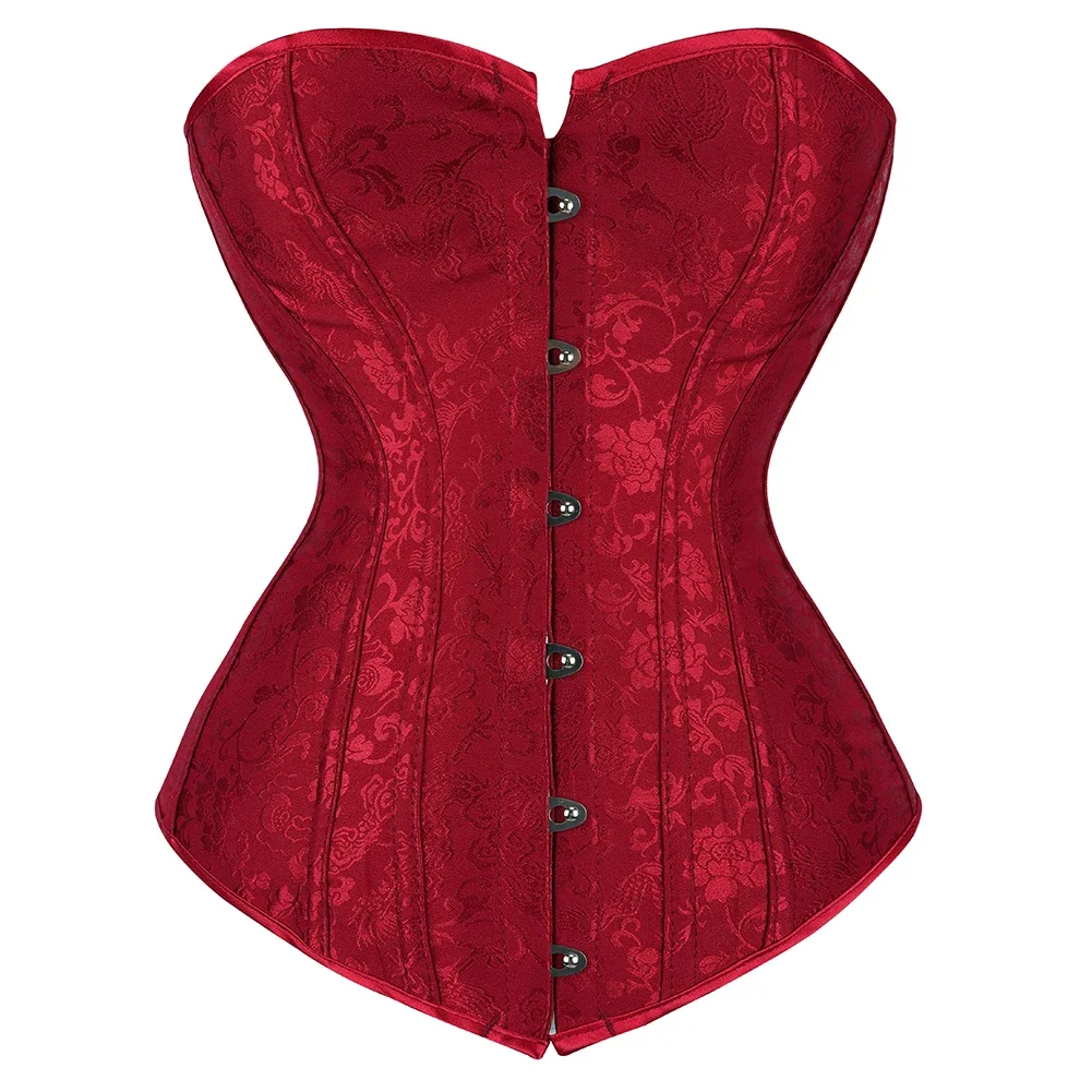 

Sexy Overbust Corset Vintage Floral Satin Jacquard Corsets Bustiers Lingerie Top Waist Trainer Gothic Corset