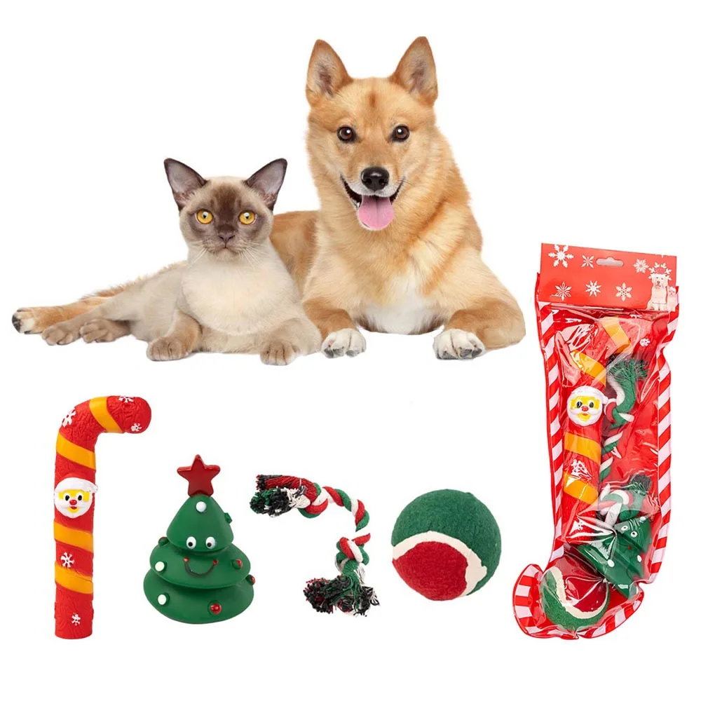 ChristmasDogToysKitDoggyChewToyswithStockingforTeething