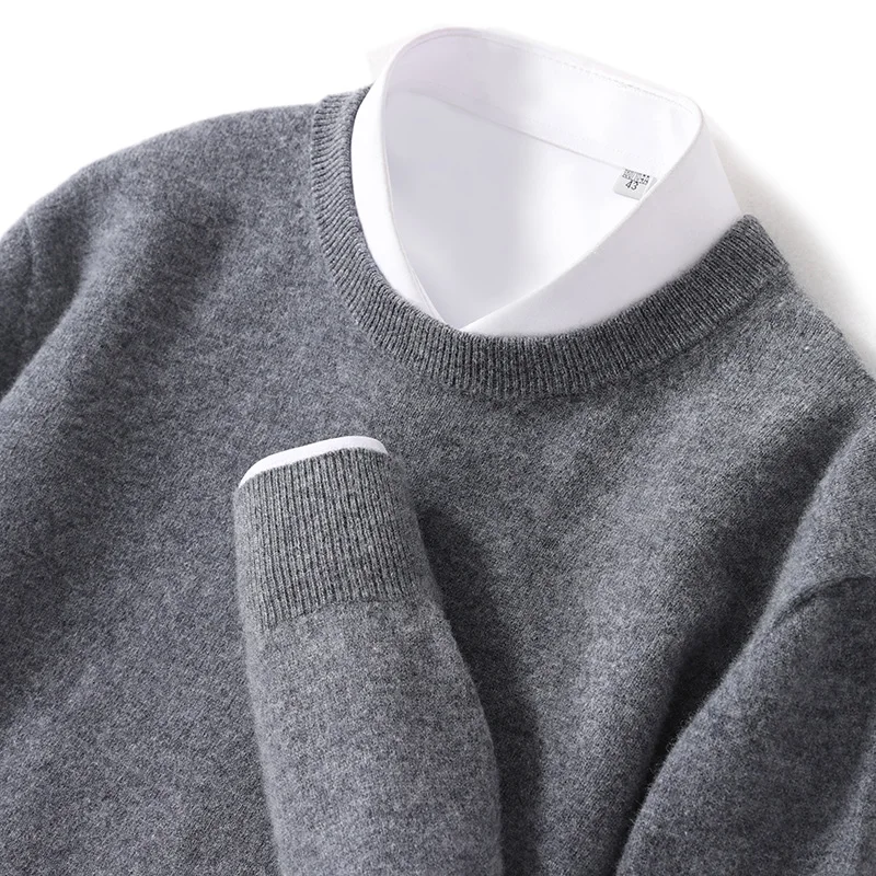 Men's solid color classic O-neck sweater autumn and winter Merino wool knitted pullover long sleeve warm loose top turtleneck sweater,basic sweater,jacquard sweater