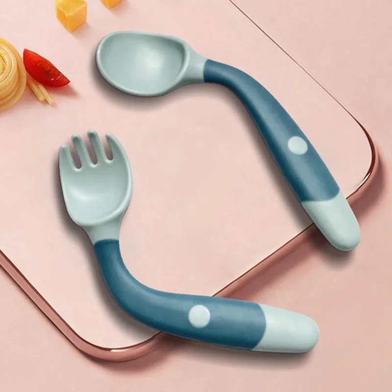 Bendable Silicone Spoon for Baby Utensils Set Auxiliary Food Toddler Learn To Eat Training Soft Fork Infant Children Tableware
